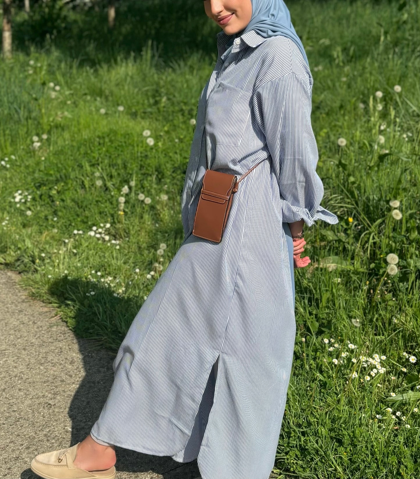 Robe chemise à rayure - [Bleu claire et Blanc]