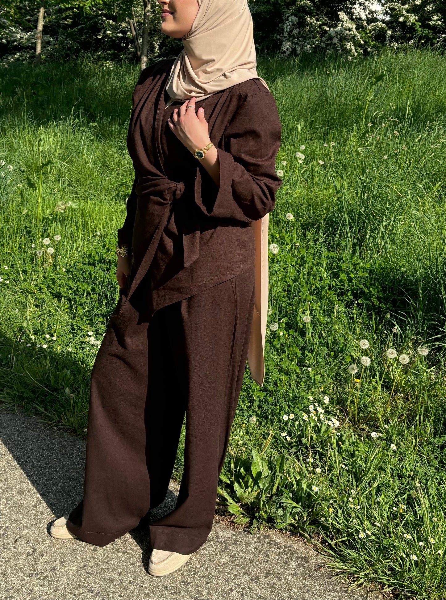 Ensemble en lin - [Marron chocolat]