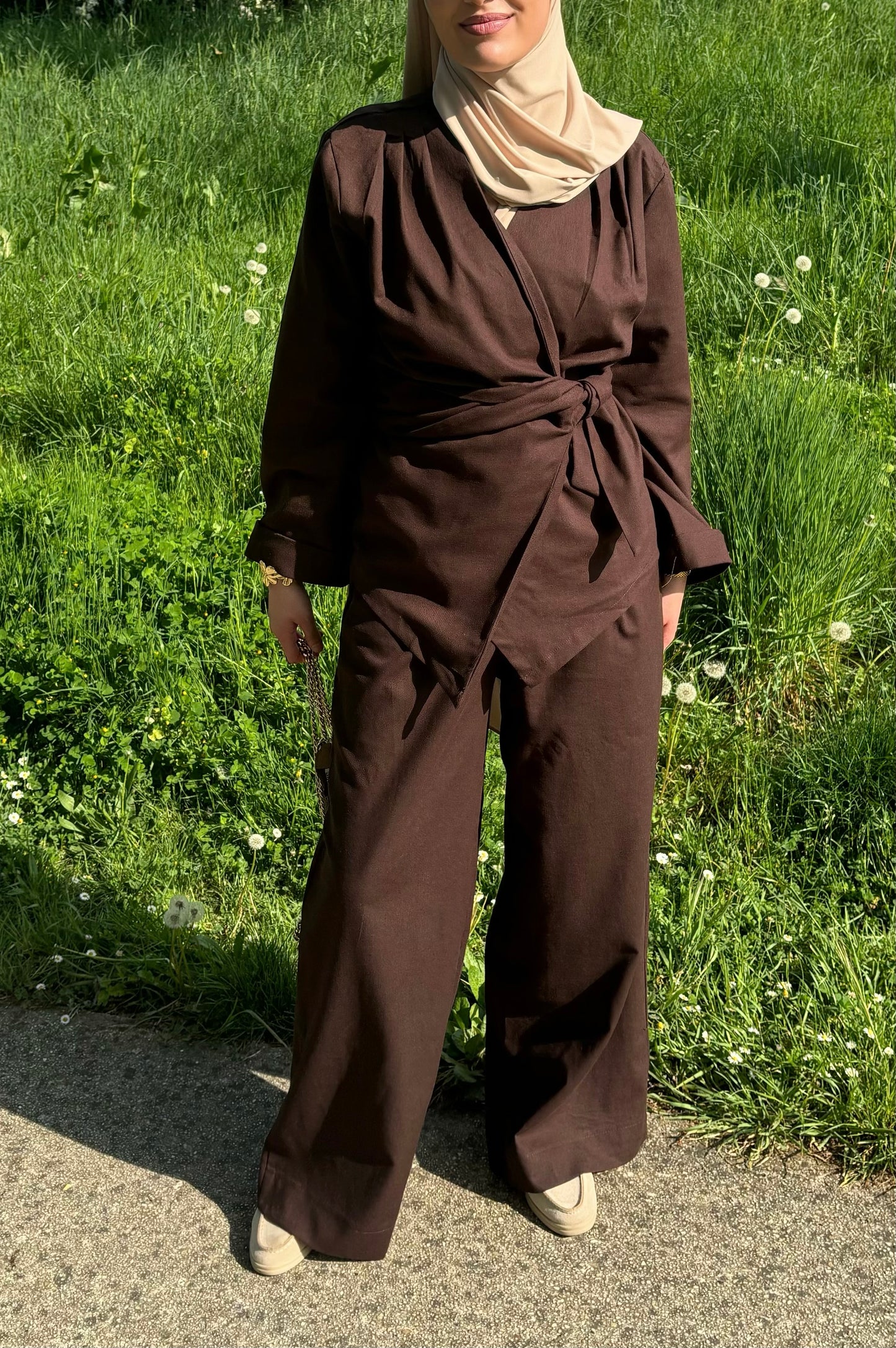 Ensemble en lin - [Marron chocolat]