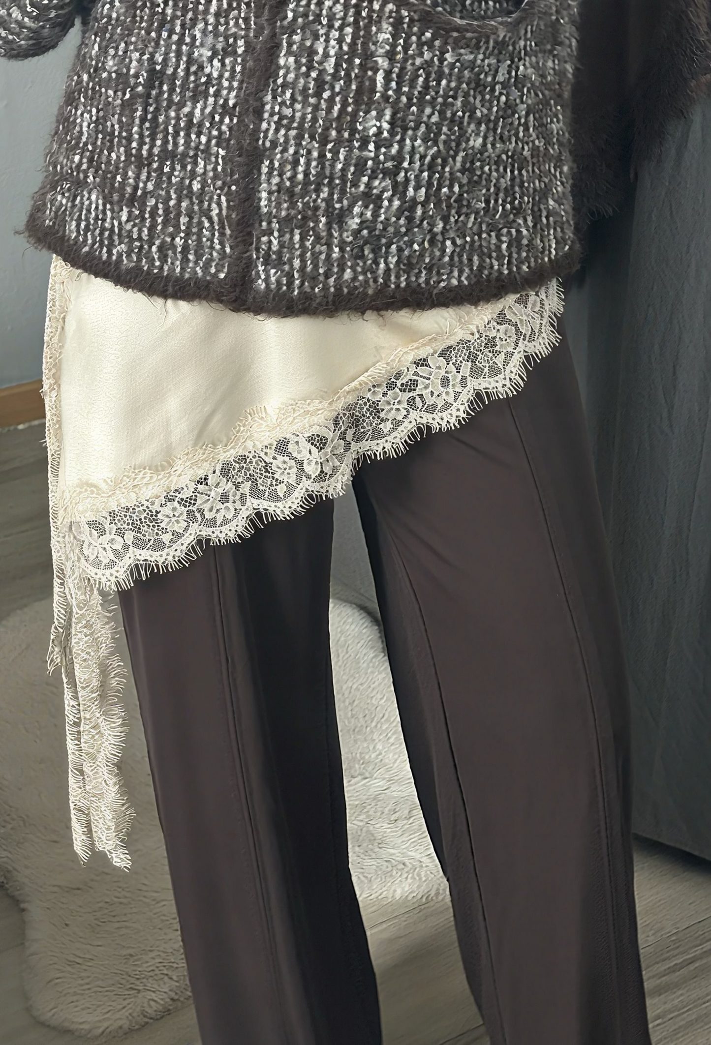 Robe layering satinée - [BEIGE]